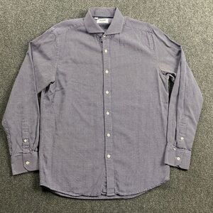 Duchamp Shirt Men's Large 16 Blue London Tailored Fit Button Up 100% Cotton